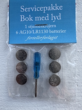 6 batterier + skrujern - Servicepakke Bok med lyd